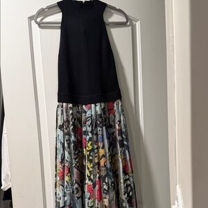 TED Baker Black Halter Top mixed media with Patterned Skirt originally $375